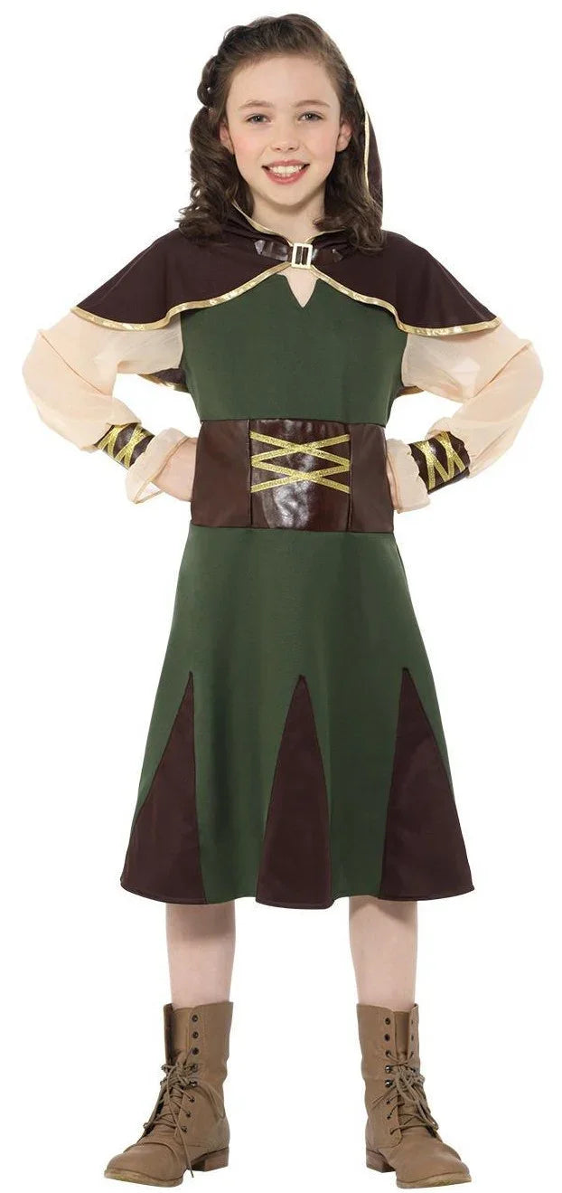 Disfraz de Arquera Robin Hood para Niña Robin Hood y Arqueros Smiffys